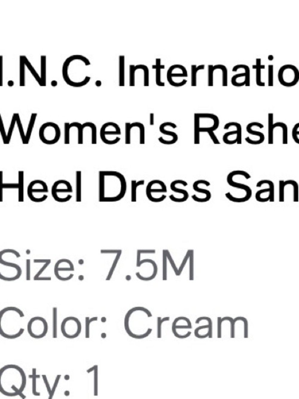 INC International Concepts Cream Strappy Wood-Effect Block Heel Sandals size 7.5 - Picture 4 of 4